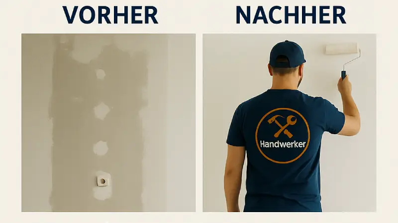 Vorher-Nachher-Fotos der Wandrenovierung